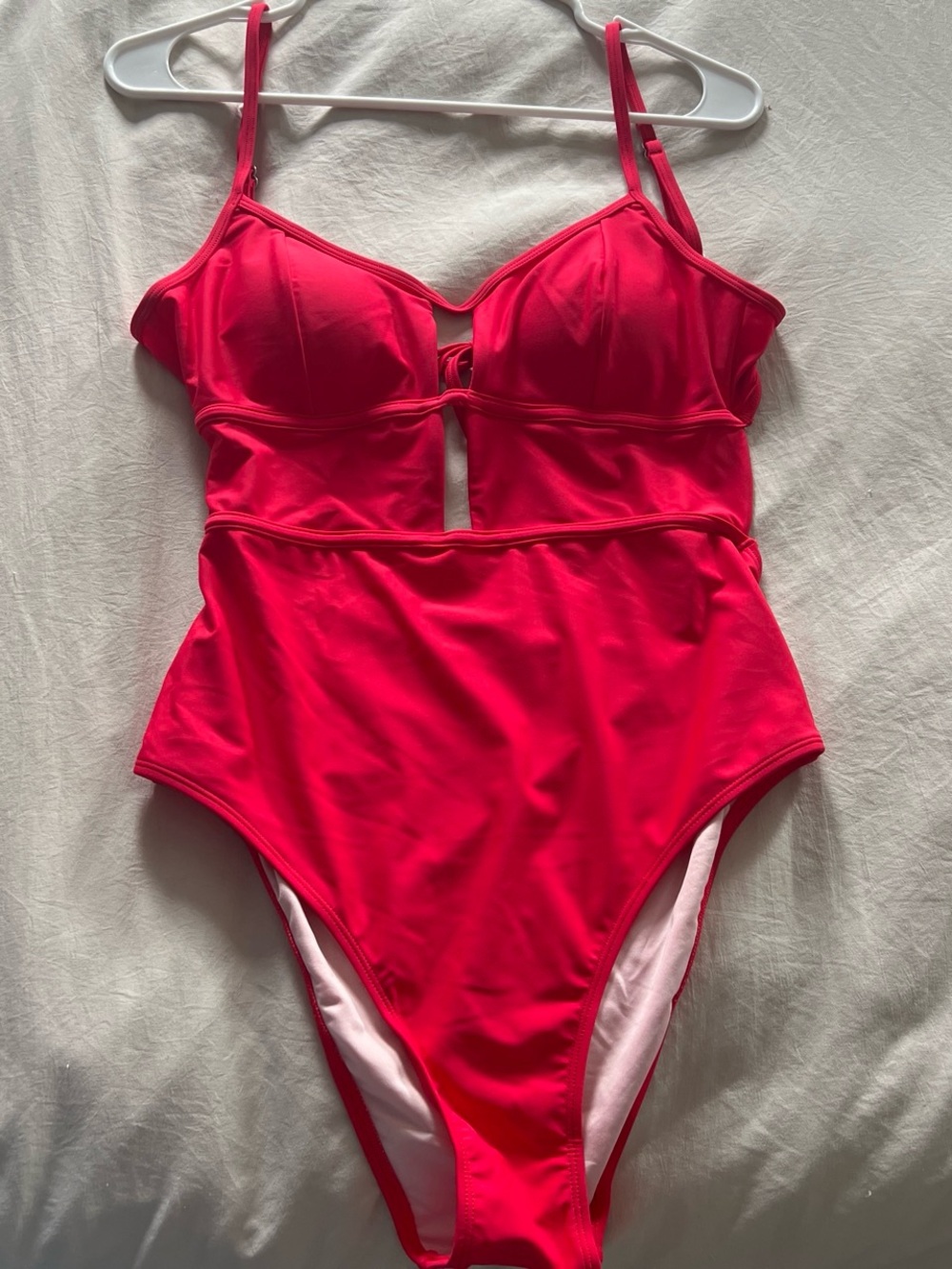 Red One-Piece Swimsuit with Cutout